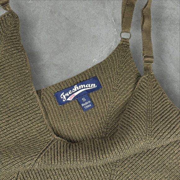 Freshman Maxi Olive Green Long Sweater Knit Sleeveless Bodycon Dress - Small - Picture 5 of 7